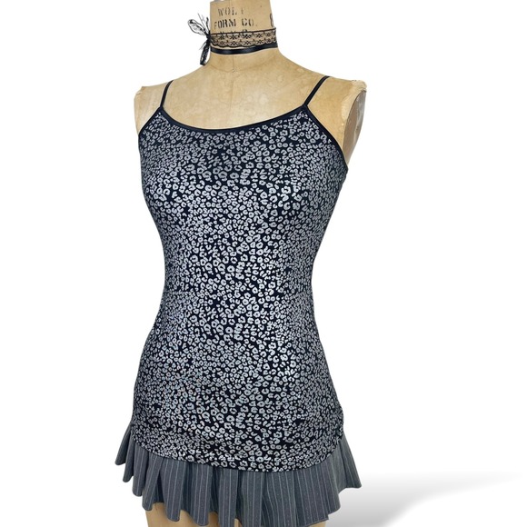 2000s Deb Cami Leopard Print Silver Metallic Size M Y2K Grunge Retro Mall Goth - Picture 3 of 7
